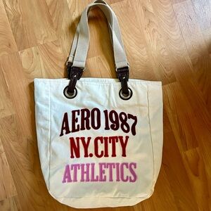 1987 Canvas Tote Bag - Cream and Brown